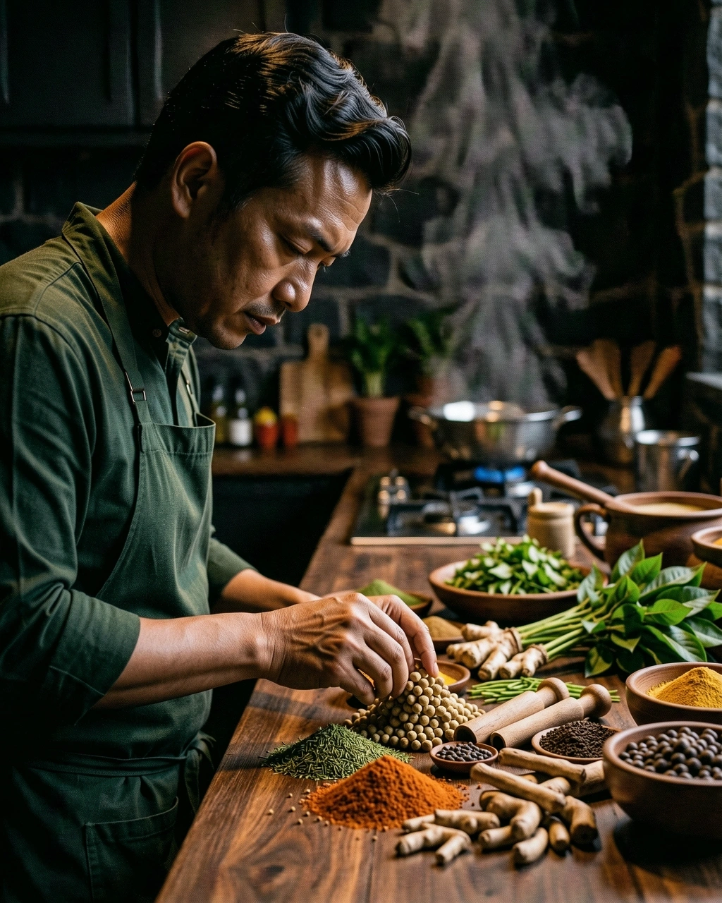 Proses persiapan bahan tradisional